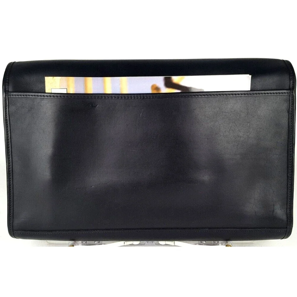 Shlesinger Style #S555D Black Leather Cowhide Underarm Flap Envelope Brief Bag